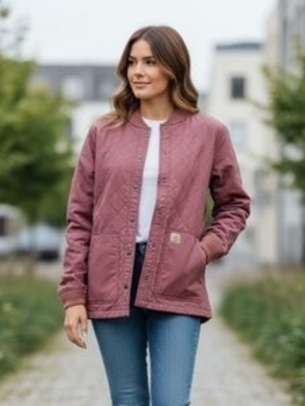 Carhartt Quilted Utility Jacket in Dusty Rose